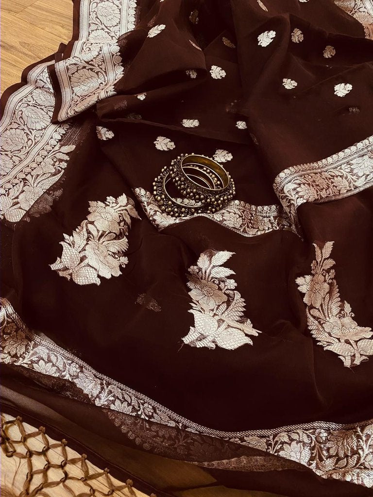 Pure Georgette Handloom Banarasi Saree