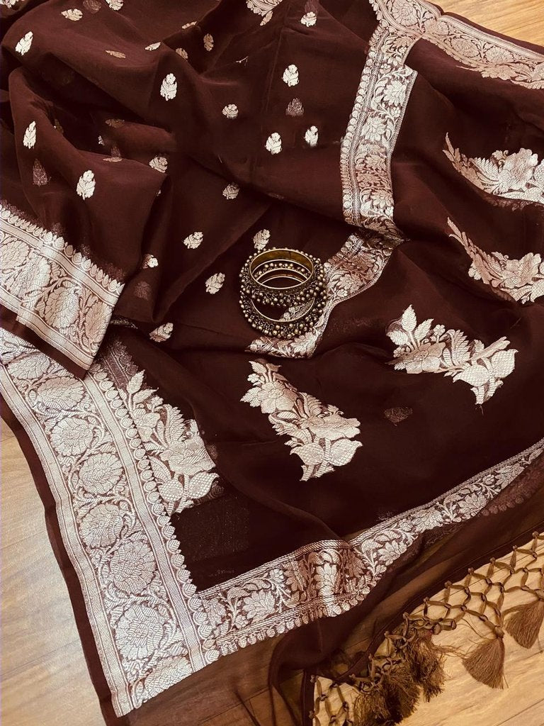 Pure Georgette Handloom Banarasi Saree