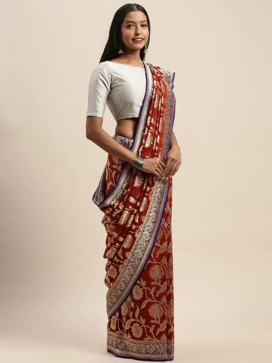 Khaddi Georgette Handloom Banarasi Saree