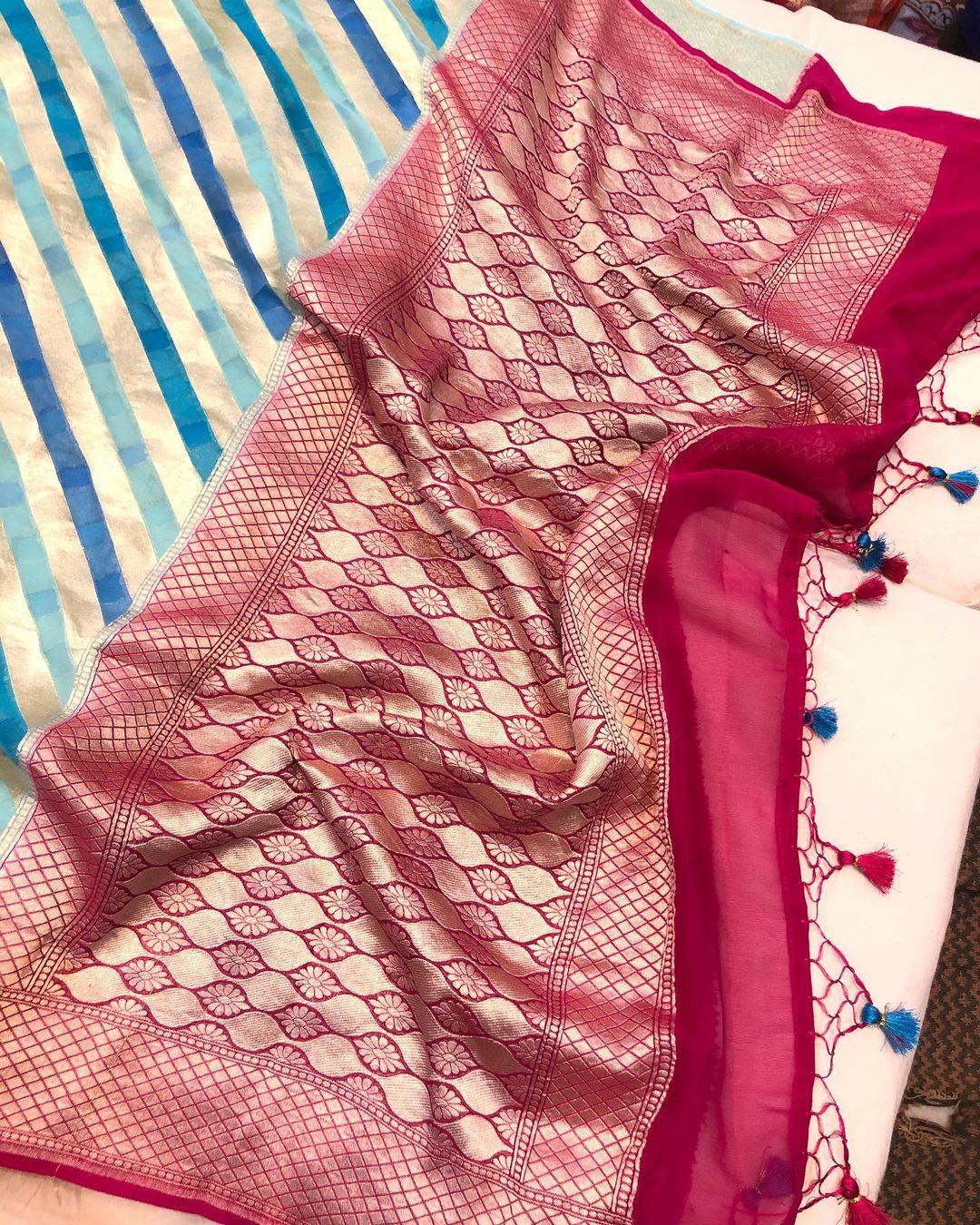 Khaddi Georgette Handloom Banarasi Saree