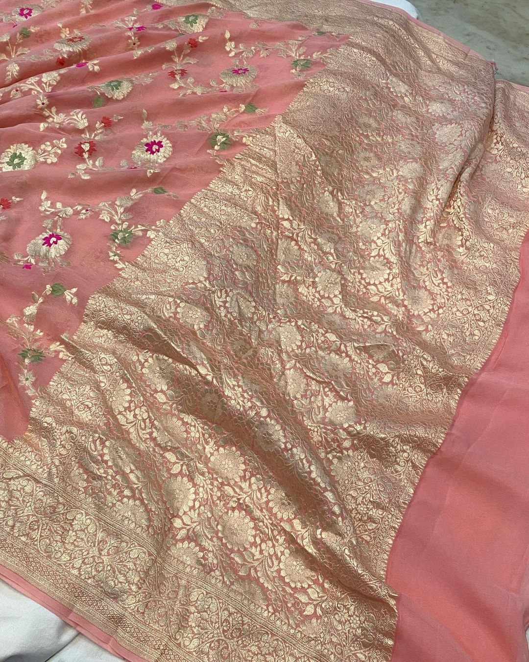 Khaddi Georgette Handloom Banarasi Saree