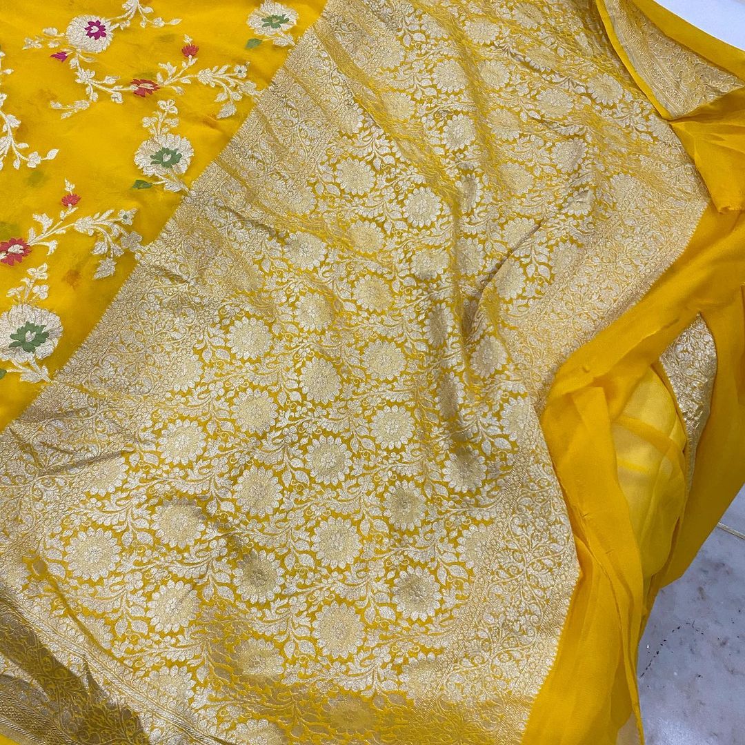 Khaddi Georgette Handloom Banarasi Saree
