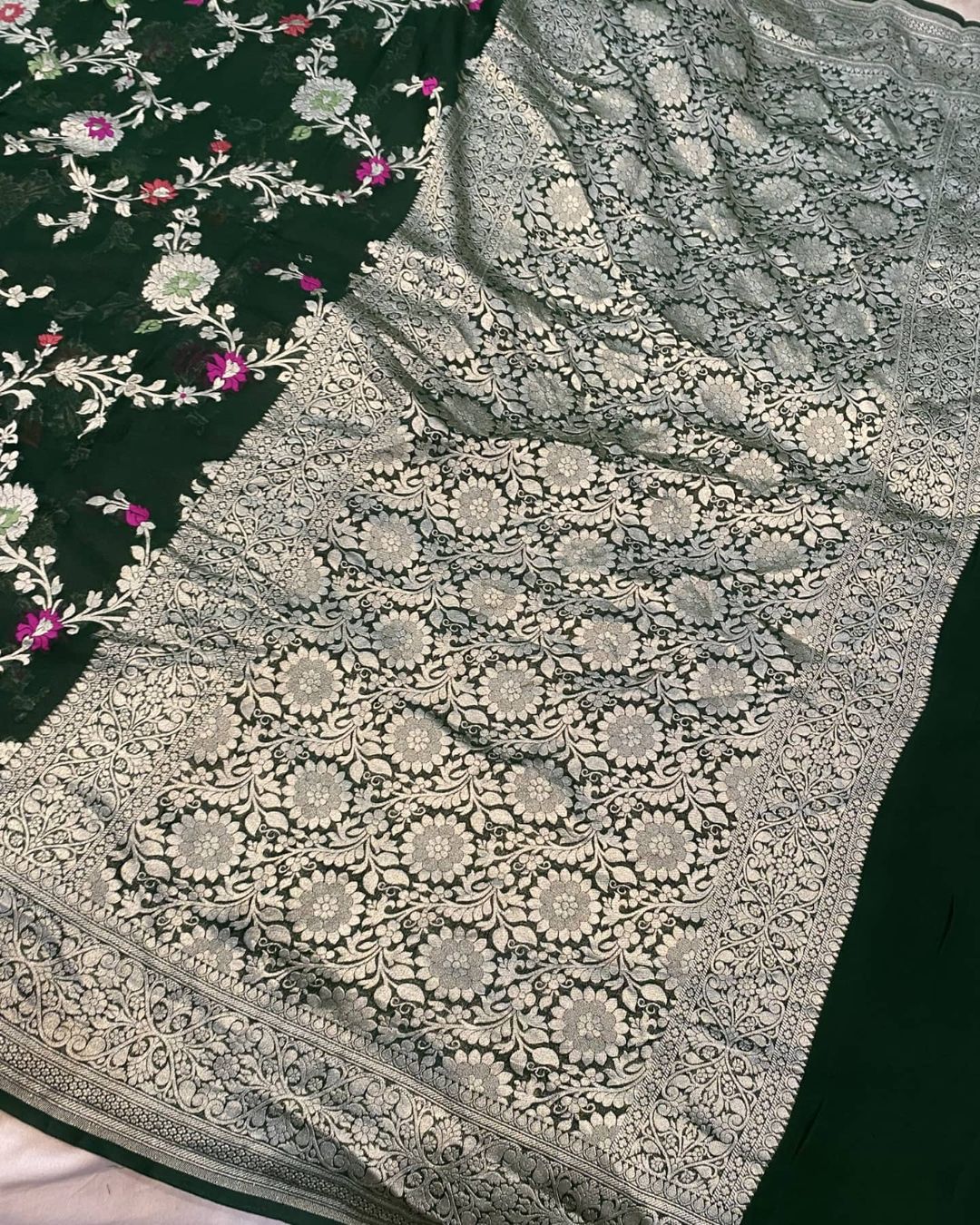 Khaddi Georgette Handloom Banarasi Saree