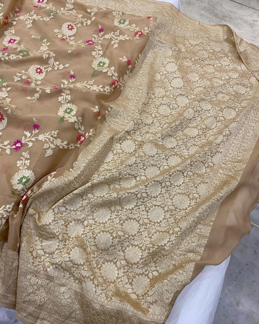 Khaddi Georgette Handloom Banarasi Saree