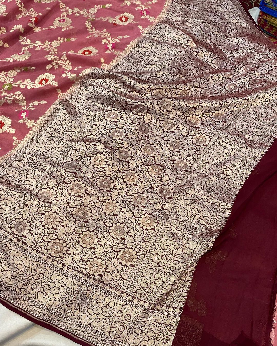 Khaddi Georgette Handloom Banarasi Saree