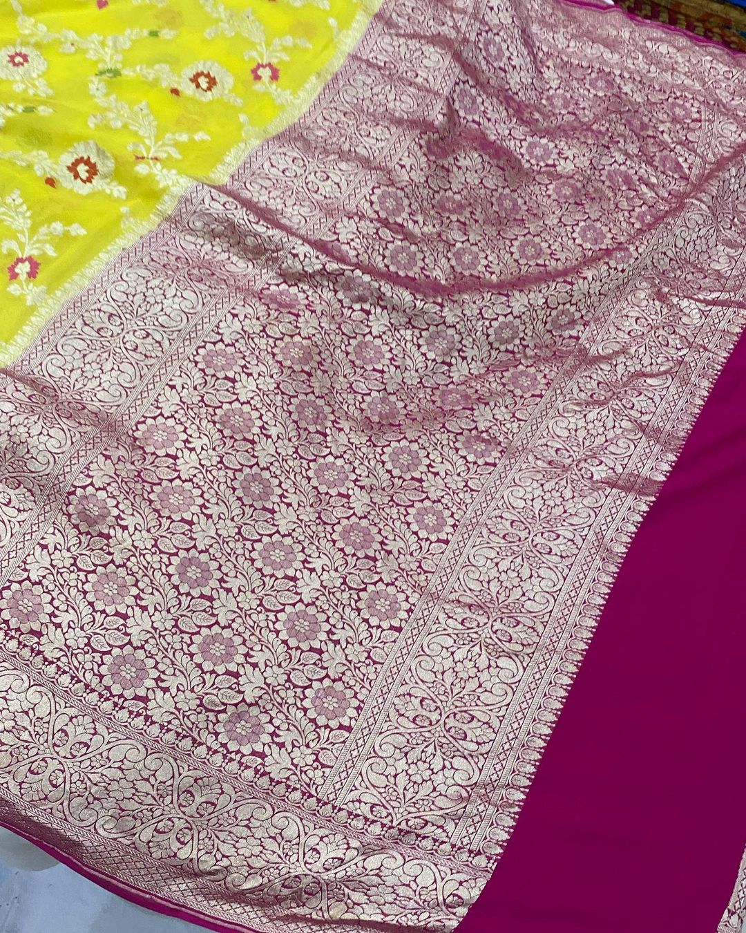 Khaddi Georgette Handloom Banarasi Saree