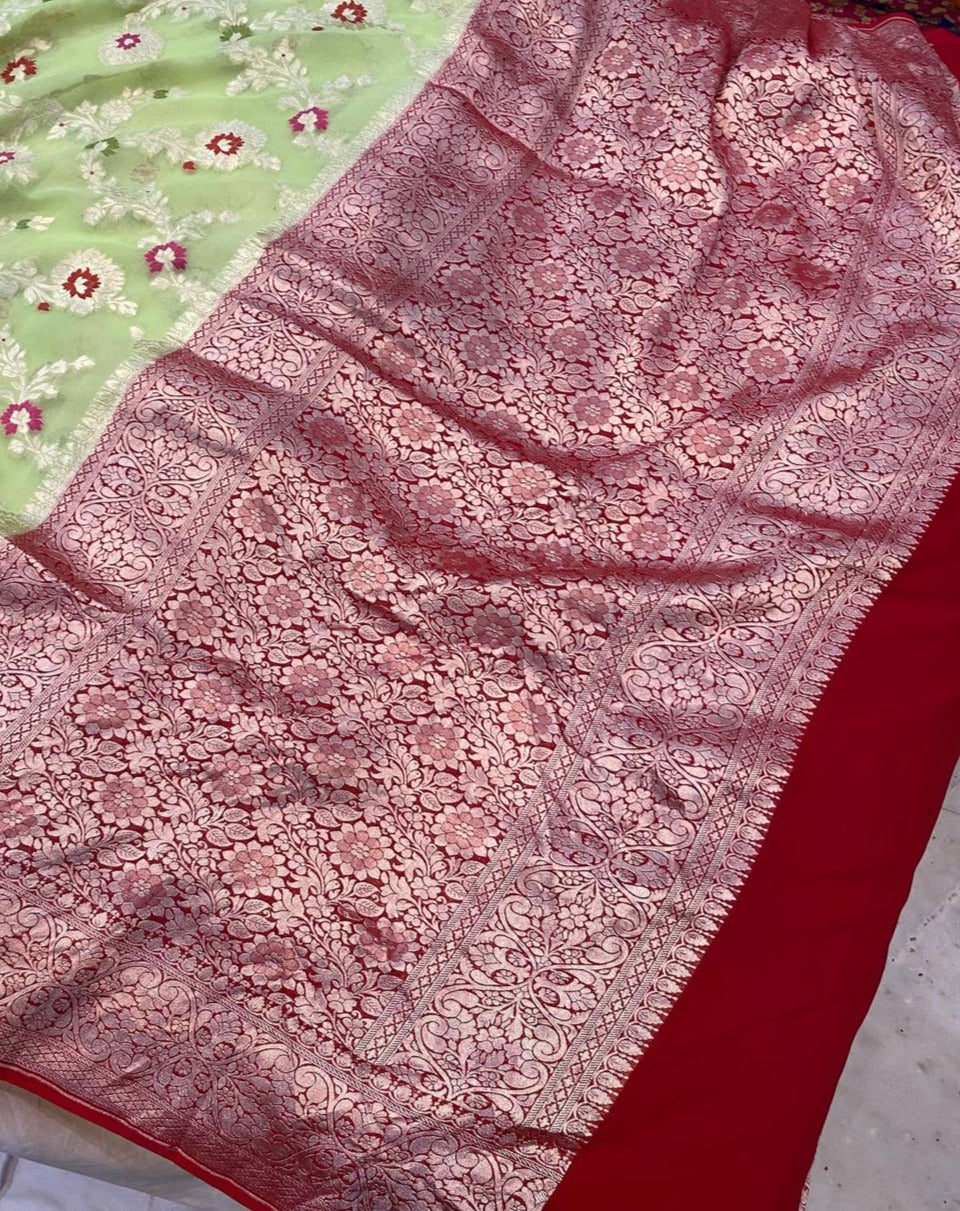 Khaddi Georgette Handloom Banarasi Saree