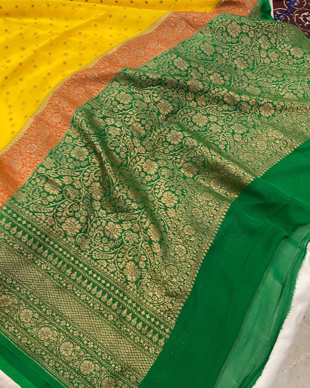 Khaddi Georgette Banarasi Saree - Antique zari