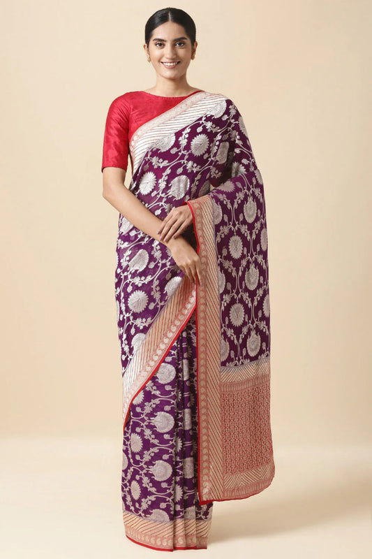 Khaddi Georgette Handloom Banarasi Saree