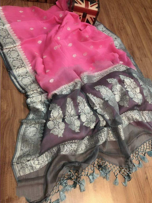 Pure Georgette Handloom Banarsi Saree