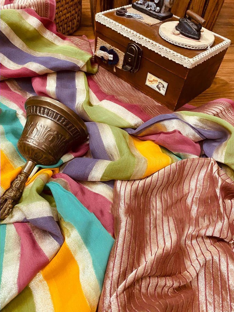 Khaddi Georgette Handloom Banarasi Saree