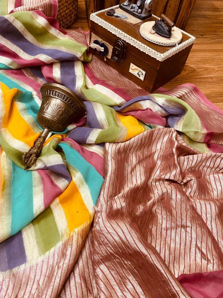 Khaddi Georgette Handloom Banarasi Saree