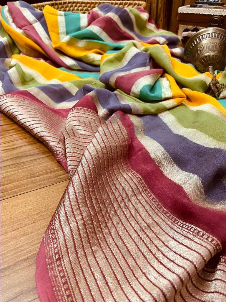 Khaddi Georgette Handloom Banarasi Saree