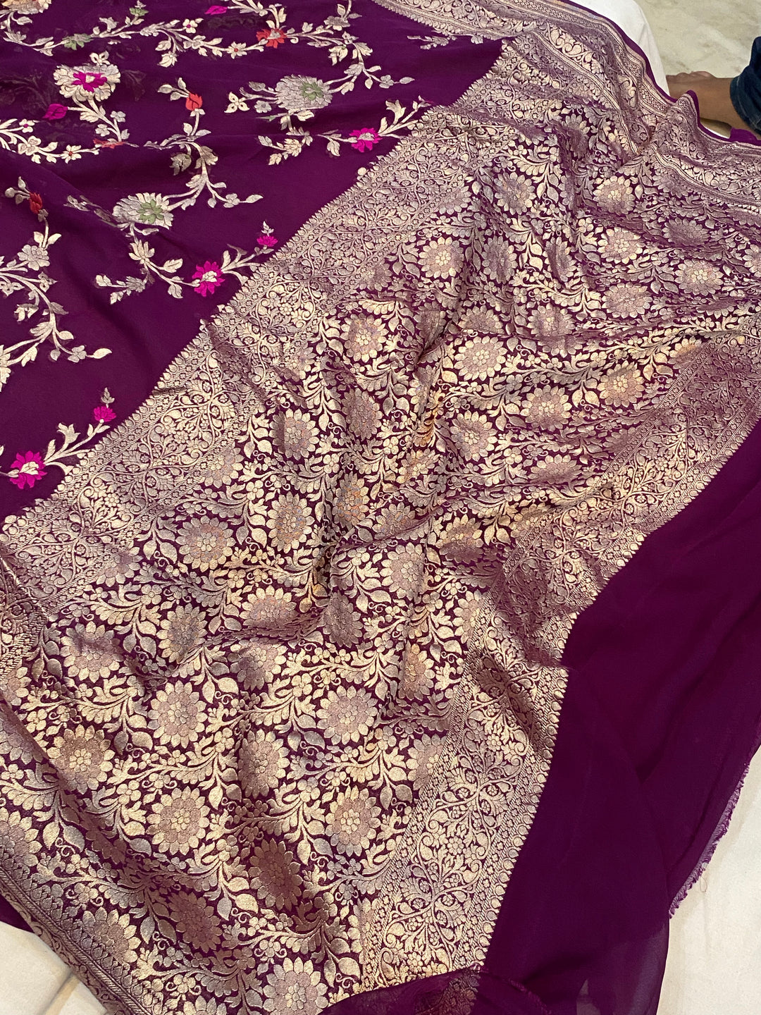 Khaddi Georgette Handloom Banarasi Saree