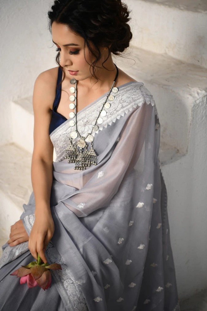 Pure Georgette Handloom Banarasi Saree