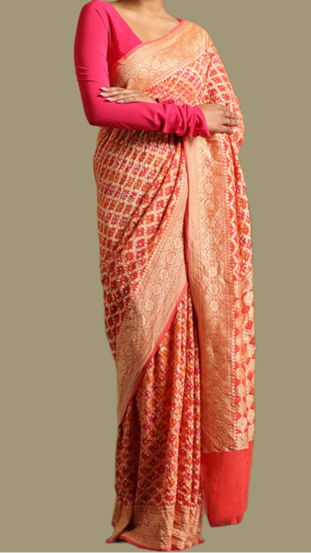 Pure Georgette Banarasi Bandhej Handloom Saree