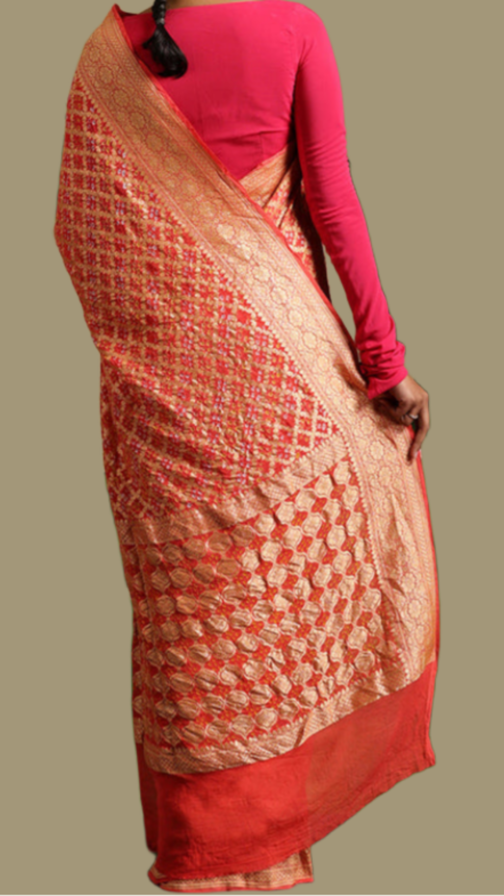 Pure Georgette Banarasi Bandhej Handloom Saree