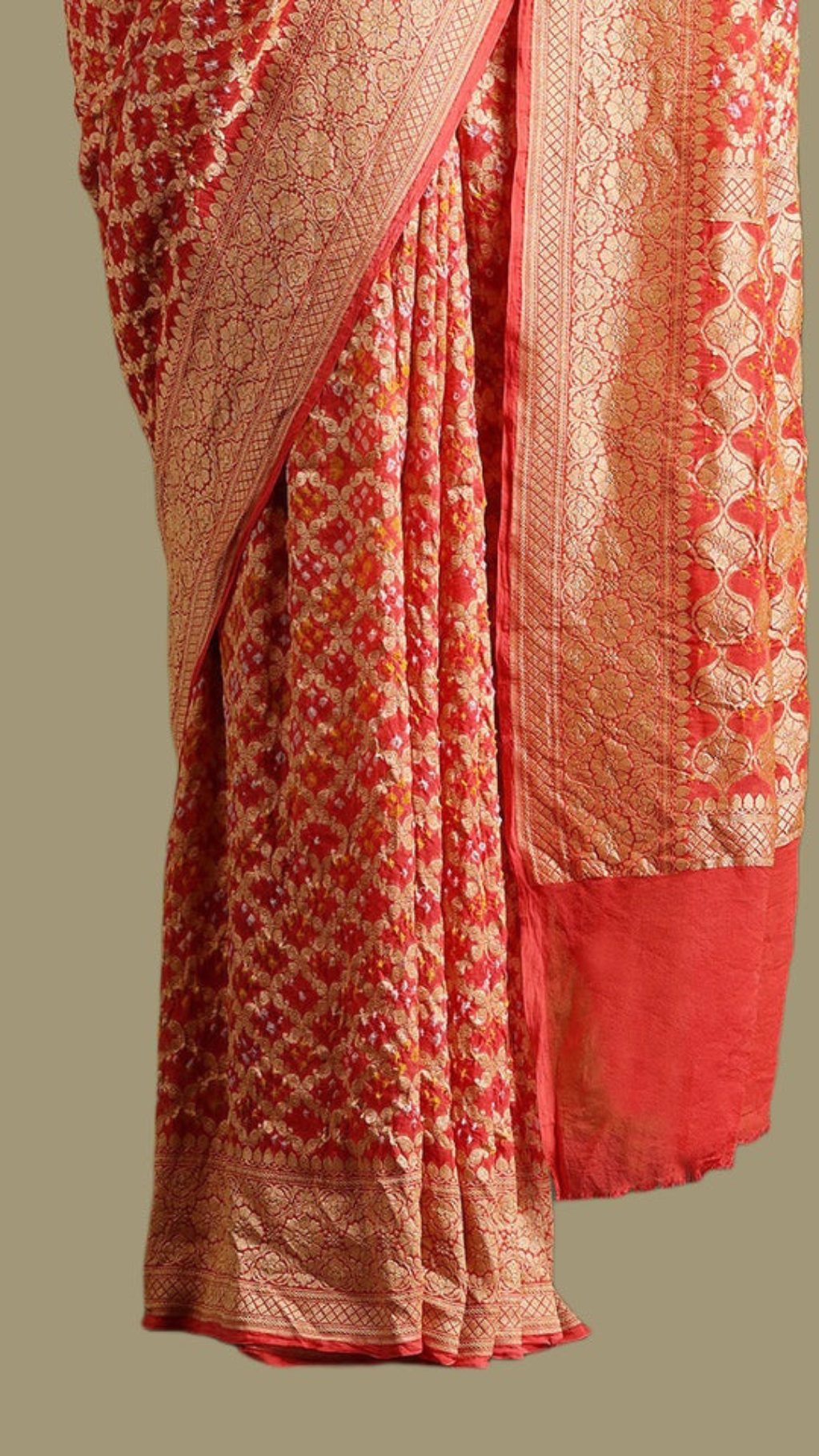Pure Georgette Banarasi Bandhej Handloom Saree
