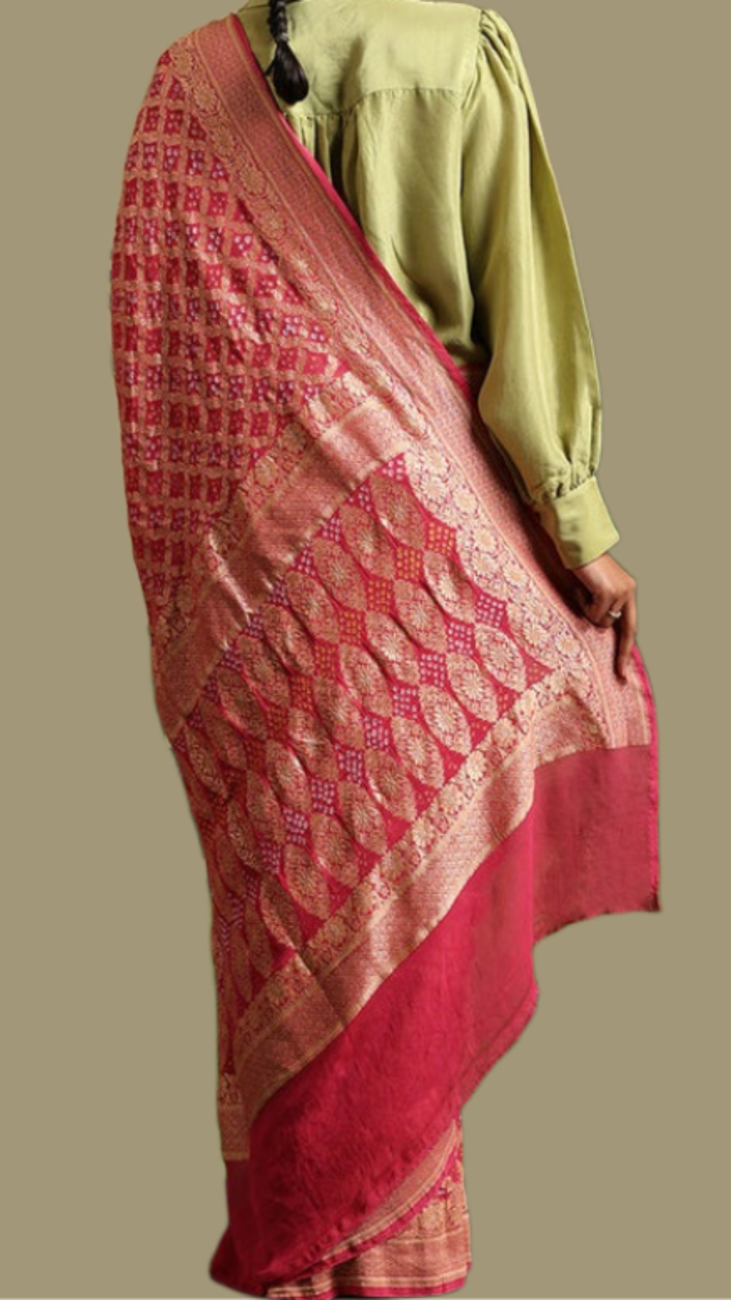 Pure Georgette Banarasi Bandhej Handloom Saree