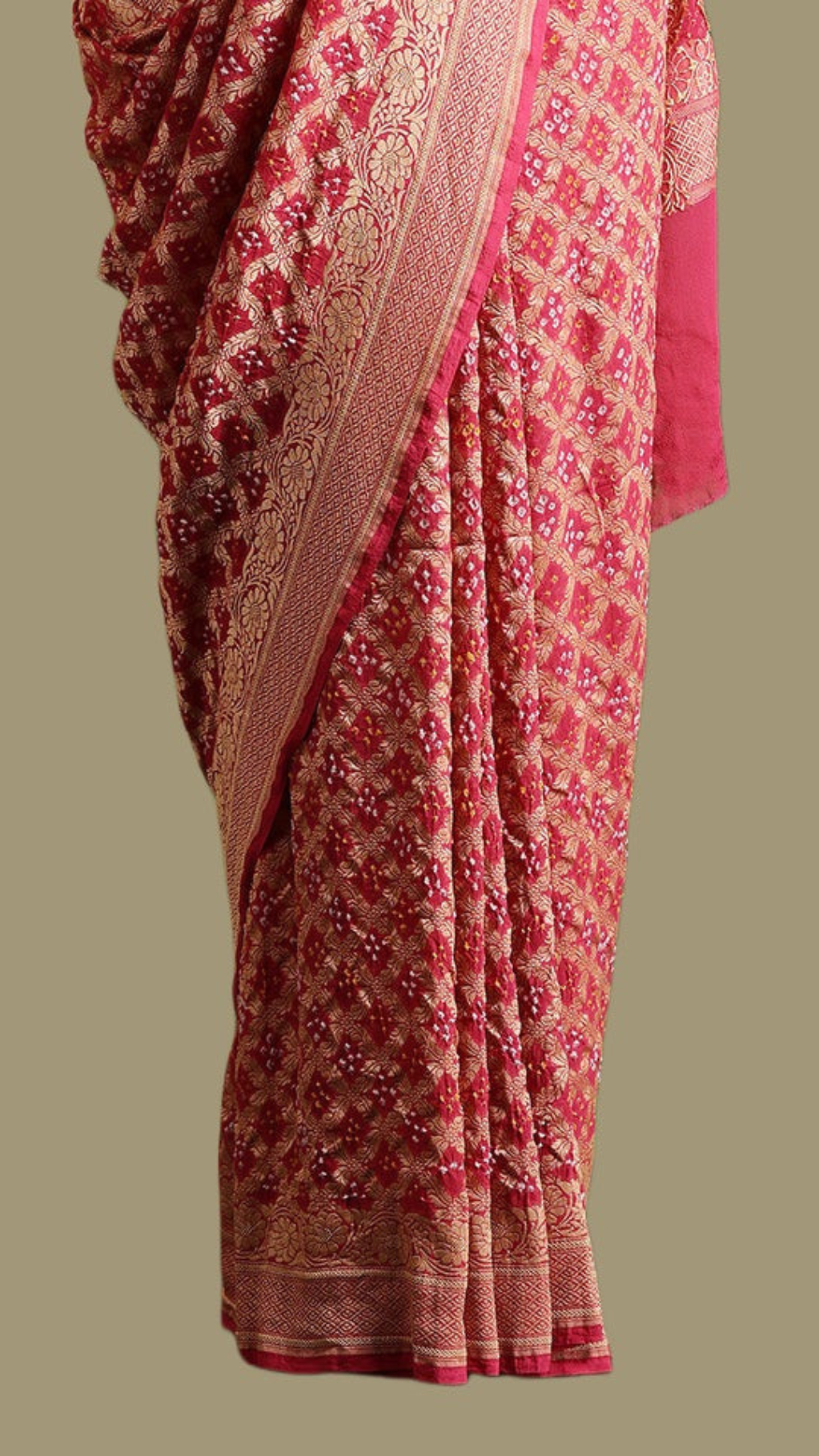 Pure Georgette Banarasi Bandhej Handloom Saree