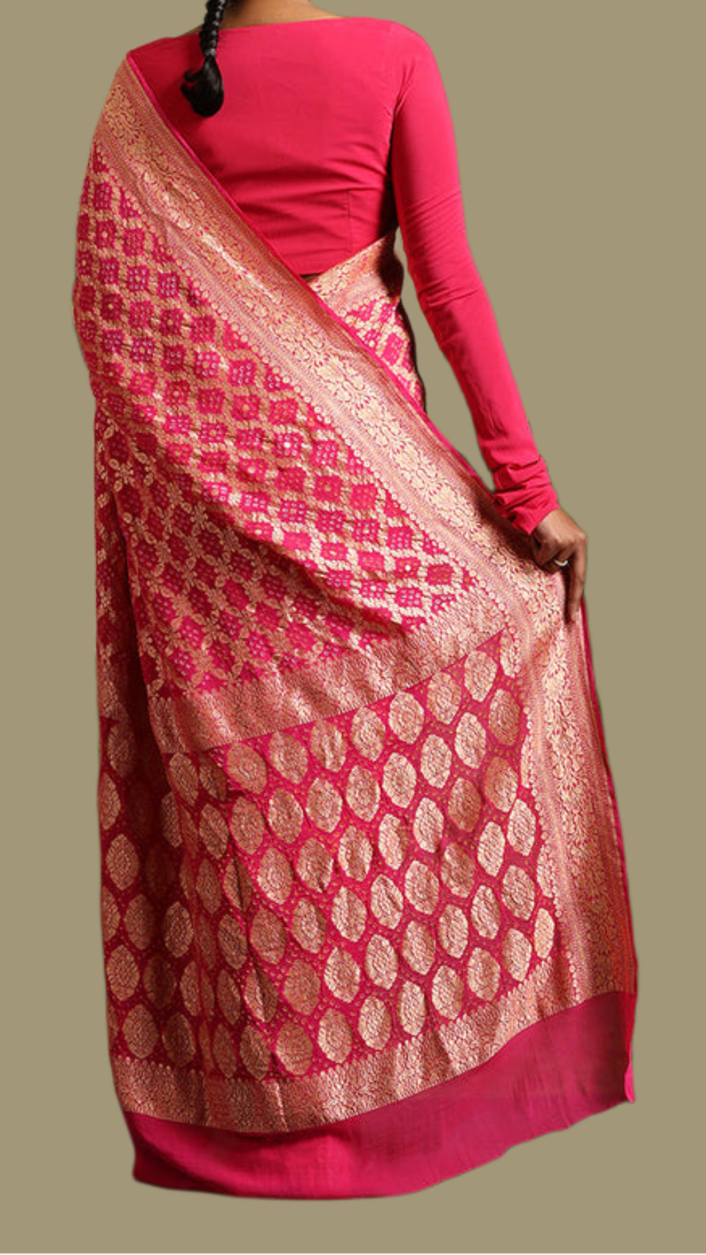Pure Georgette Banarasi Bandhej Handloom Saree