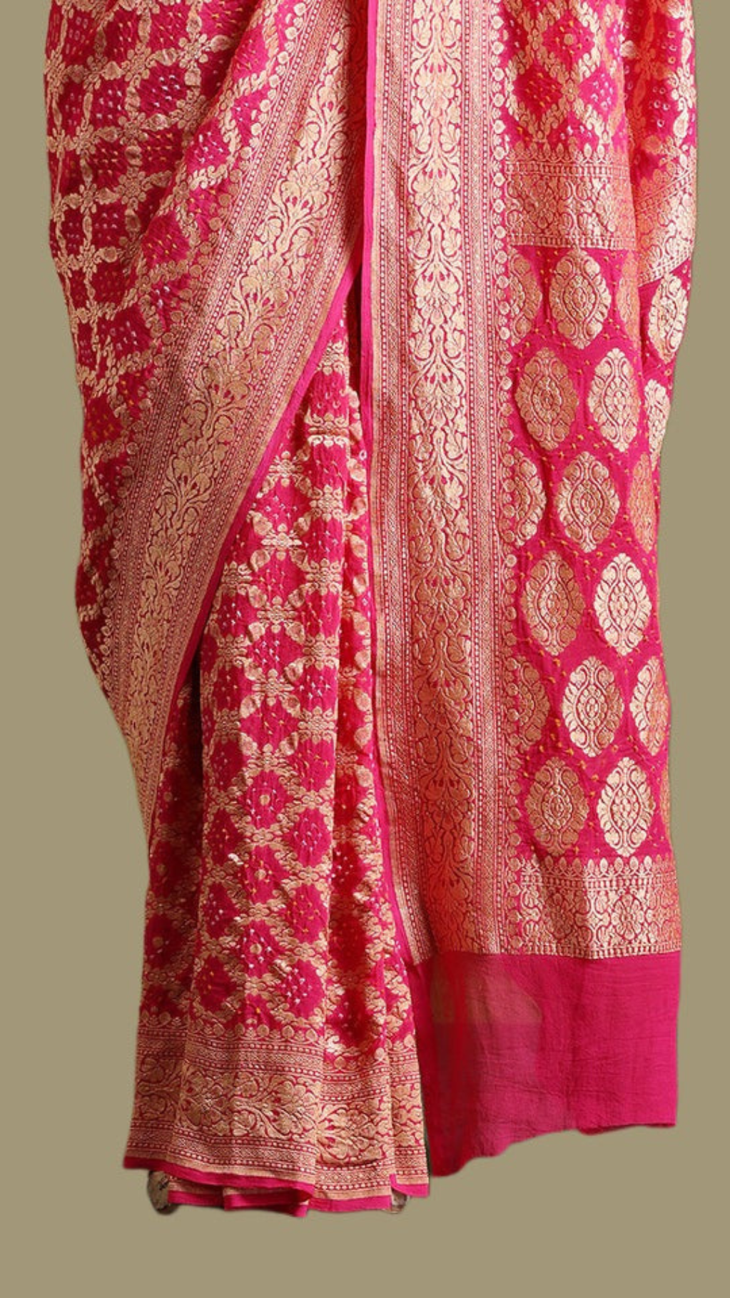 Pure Georgette Banarasi Bandhej Handloom Saree