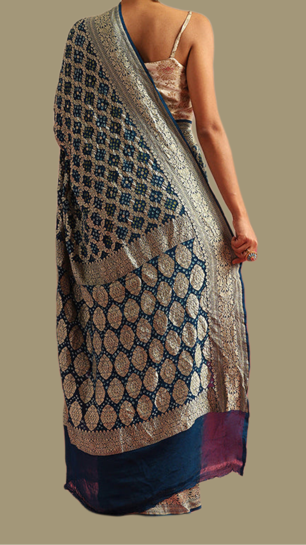 Pure Georgette Banarasi Bandhej Handloom Saree