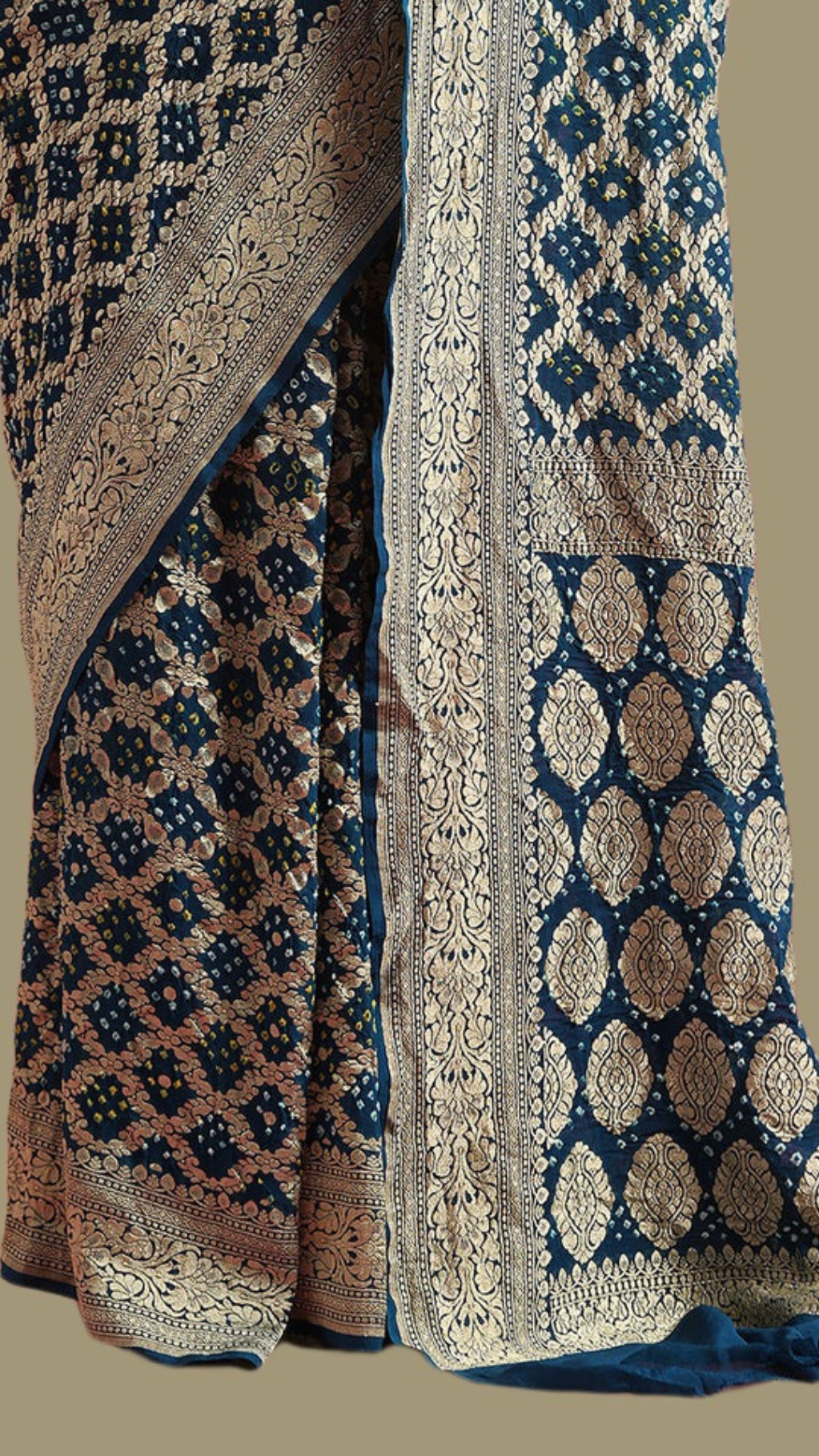 Pure Georgette Banarasi Bandhej Handloom Saree
