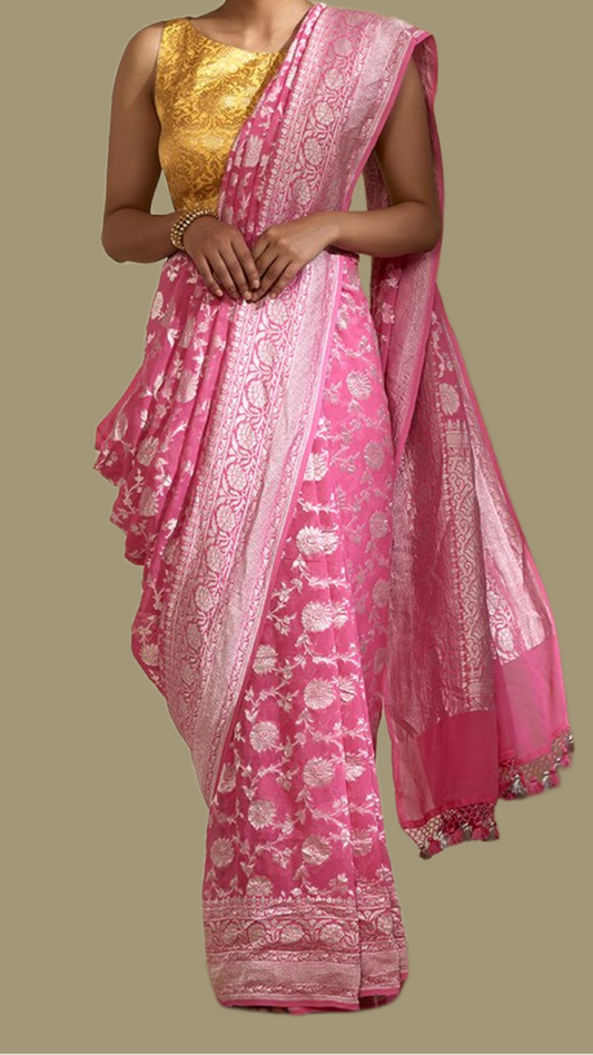 Pure Georgette Handloom Banarsi Saree