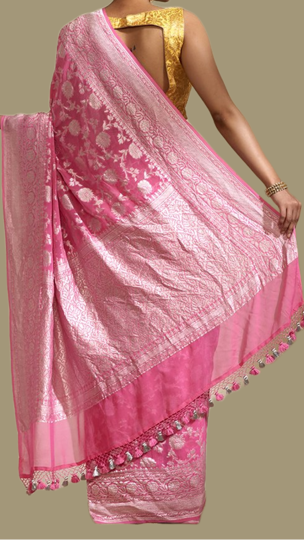 Pure Georgette Handloom Banarsi Saree