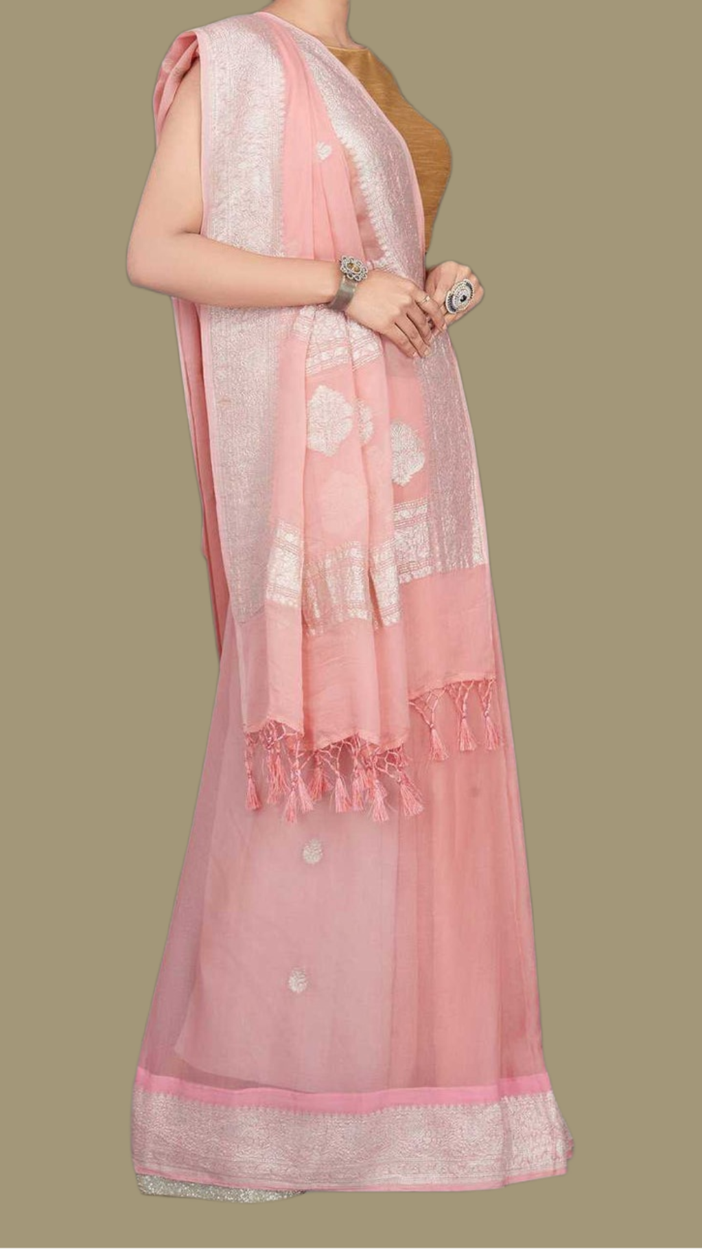 Pure Georgette Handloom Banarsi Saree