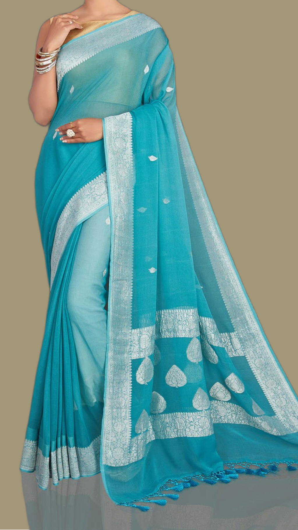 Pure Georgette Handloom Banarsi Saree