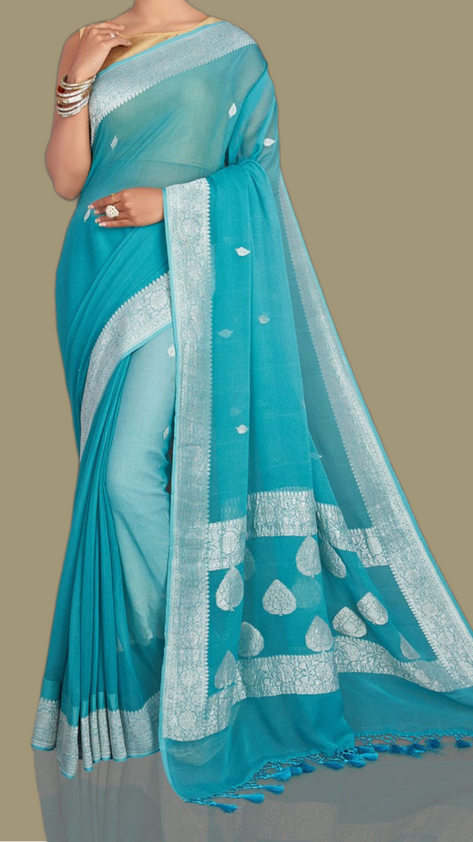 Pure Georgette Handloom Banarsi Saree