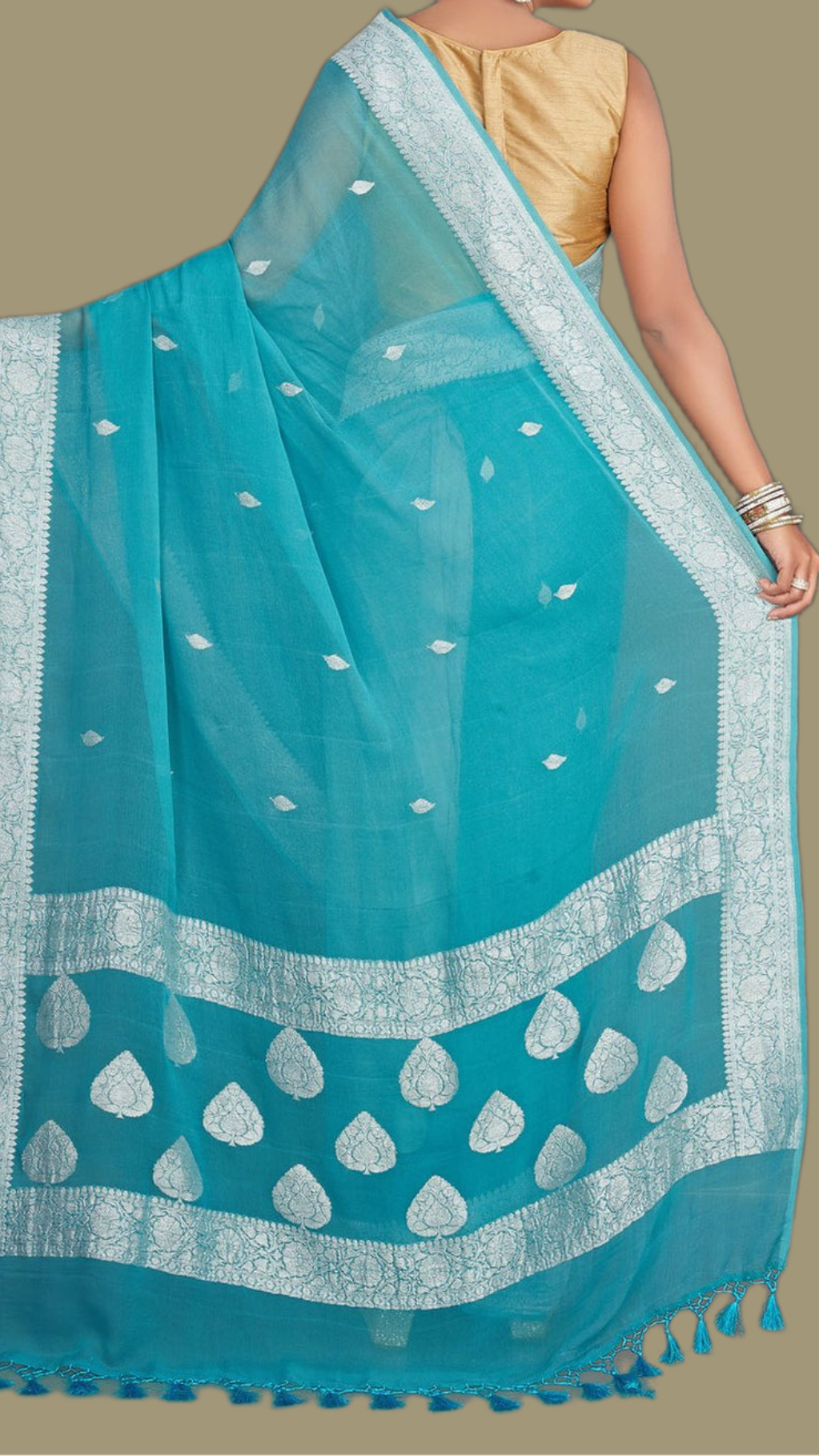 Pure Georgette Handloom Banarsi Saree