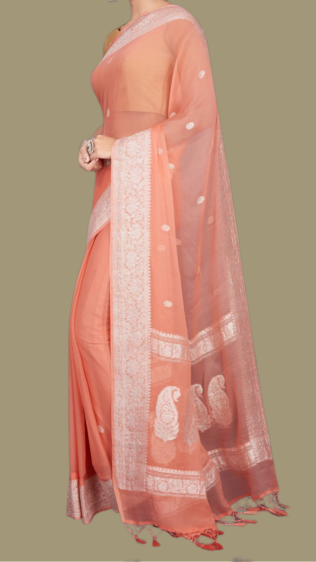 Pure Georgette Handloom Banarsi Saree
